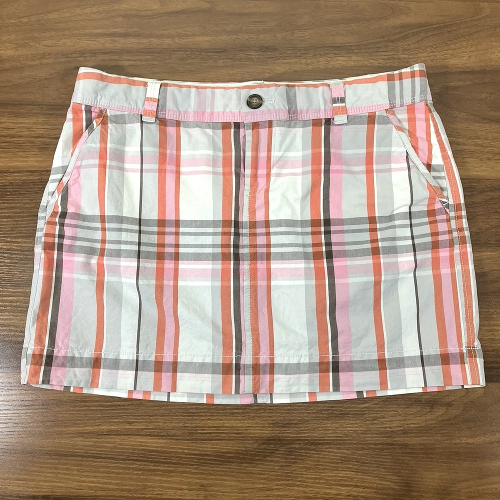 Old‎ Navy Womens White/Pink/Orange Plaid 100% Cotton Mini Skirt Size 6P